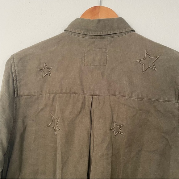 Rails Linen Marcel Sage with Stars Shirt Jacket Long Sleeve Button Down Green S - Picture 8 of 12
